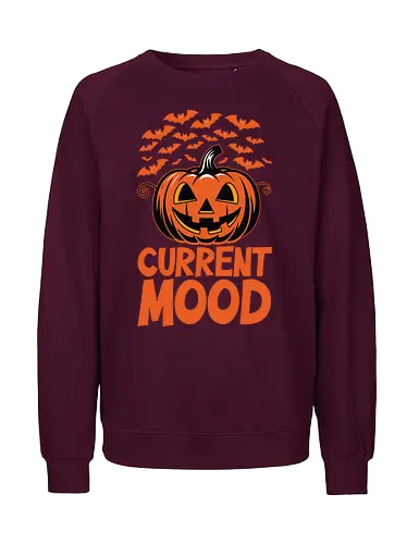 CURRENT MOOD - halloween, jack-o'-lantern, bats, spooky, festive, orange, humor, autumn, decoration, mood - Fairtrade Sweatshirt