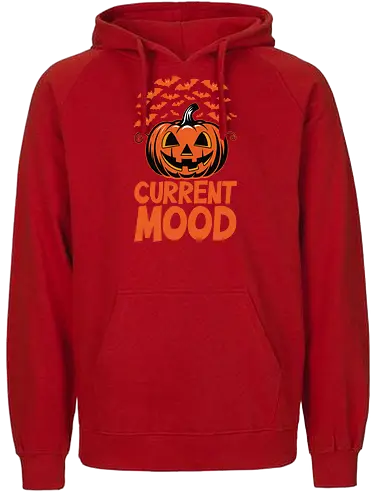 CURRENT MOOD - halloween, jack-o'-lantern, bats, spooky, festive, orange, humor, autumn, decoration, mood - Fairtrade Hoodie