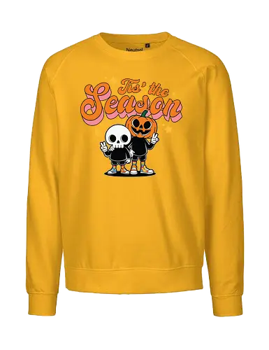Tis' the Season - halloween, cartoon, pumpkin, skeleton, peace sign, seasonal, festive, lettering, stars, friendship - Fairtrade Sweatshirt