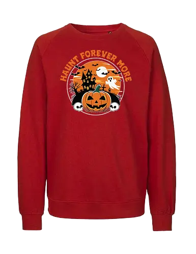  Haunt Forever More - dark, halloween, haunted house, pumpkin, ghost, bat, moon, skull, spooky, horror - Fairtrade Sweatshirt