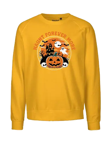  Haunt Forever More - dark, halloween, haunted house, pumpkin, ghost, bat, moon, skull, spooky, horror - Fairtrade Sweatshirt