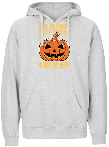 It's Always Halloween Inside My Head - halloween, jack-o'-lantern, pumpkin, spooky, orange, typography, festive, text, decoration - Fairtrade Hoodie