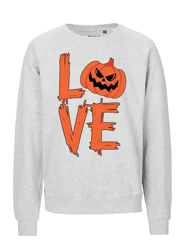 LOVE HALLOWEEN - halloween, jack-o'-lantern, typography, orange, spooky, love, creative design, menacing, pumpkin - Fairtrade Sweatshirt
