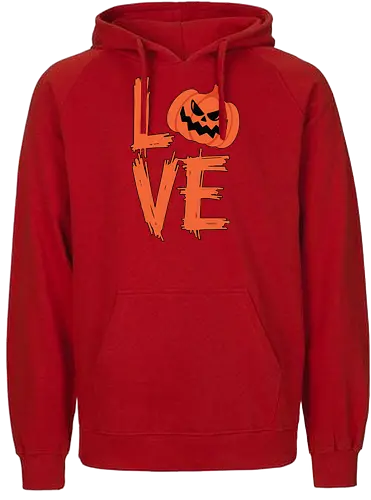 LOVE HALLOWEEN - halloween, jack-o'-lantern, typography, orange, spooky, love, creative design, menacing, pumpkin - Fairtrade Hoodie