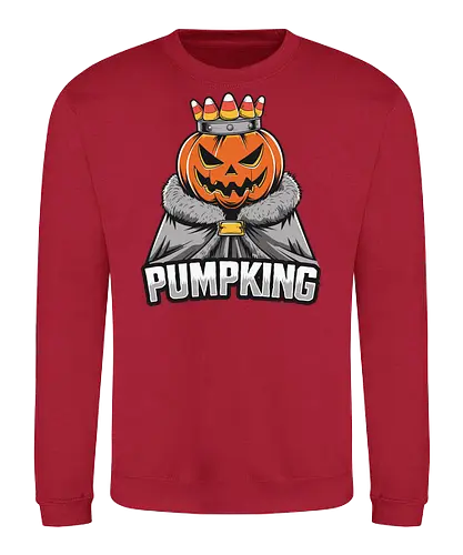 PUMPKING - halloween, pumpkin, jack-o'-lantern, crown, candy corn, royalty, robe, text, graphic design - Sweatshirt