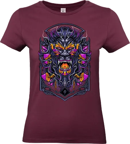 great Leo zodiac  - zodiac, leo, lion, mushroom, psycadelic, art, magic, cool, logo, mascot, illustration, wild, beast, horror, halloween - Standard T-Shirt (Frauen)
