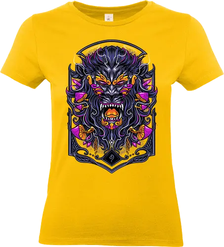 great Leo zodiac  - zodiac, leo, lion, mushroom, psycadelic, art, magic, cool, logo, mascot, illustration, wild, beast, horror, halloween - Standard T-Shirt (Frauen)