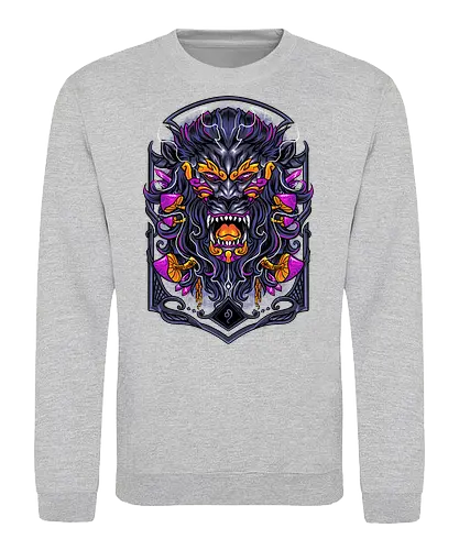 great Leo zodiac  - zodiac, leo, lion, mushroom, psycadelic, art, magic, cool, logo, mascot, illustration, wild, beast, horror, halloween - Sweatshirt