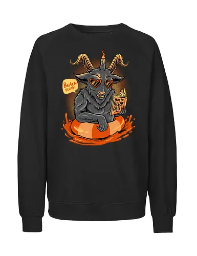 relax time of evil  - demon, satan, sheep, goat, relax, swim, animal, hell, cute, fun - Fairtrade Sweatshirt