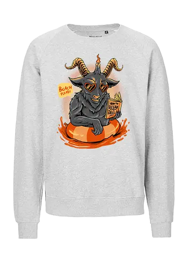 relax time of evil  - demon, satan, sheep, goat, relax, swim, animal, hell, cute, fun - Fairtrade Sweatshirt