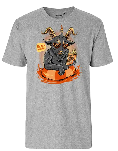 relax time of evil  - demon, satan, sheep, goat, relax, swim, animal, hell, cute, fun - Fairtrade T-Shirt