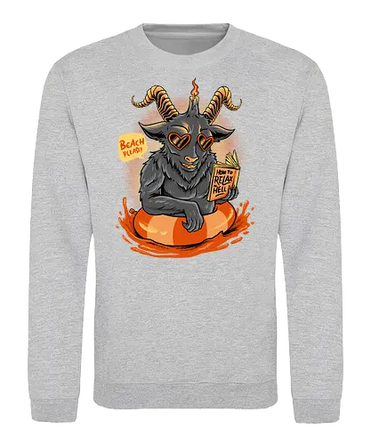 relax time of evil  - demon, satan, sheep, goat, relax, swim, animal, hell, cute, fun - Sweatshirt