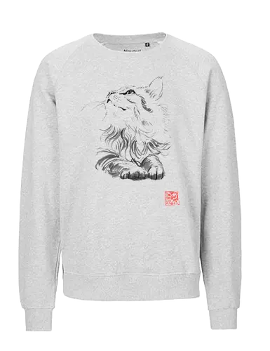 happy cat - cat, sumie, japan - Fairtrade Sweatshirt