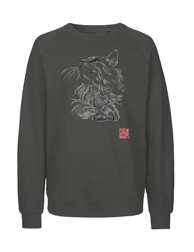 happy cat - cat, sumie, japan - Fairtrade Sweatshirt