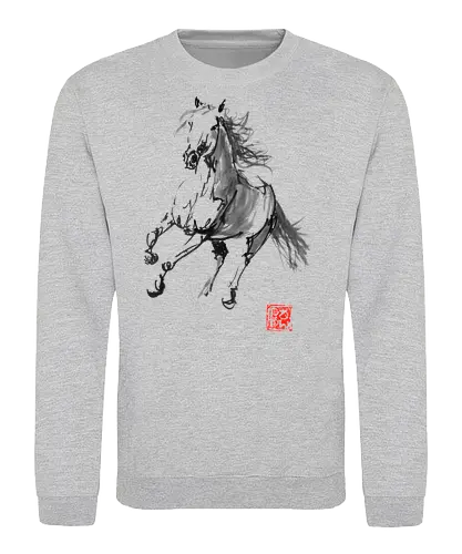 horse running - horse, sumie, japan - Sweatshirt