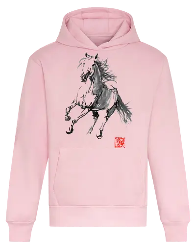 horse running - horse, sumie, japan - Heavyweight Hoodie
