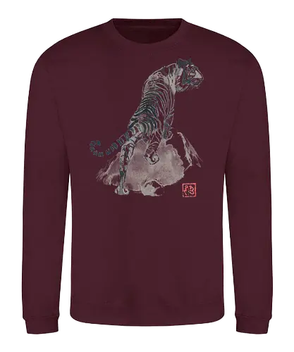 tiger on the rocks - tiger, sumie, japan, rocks - Sweatshirt