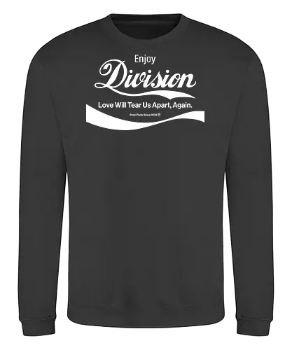 Enjoy Division Parodie Art - music, funny, pop, funny quote, funny sayings, geek, humor, ian curtis, joke, Music, meme, new order, parody, post punk, unknown pleasures, vintage - Sweatshirt
