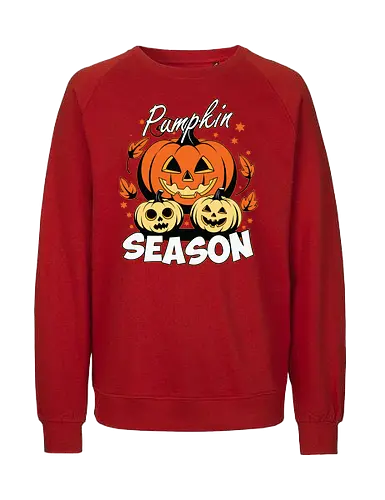 Pumpkin Season - halloween, pumpkins, autumn, jack-o'-lanterns, leaves, stars, design, festive, seasonal, decoration - Fairtrade Sweatshirt