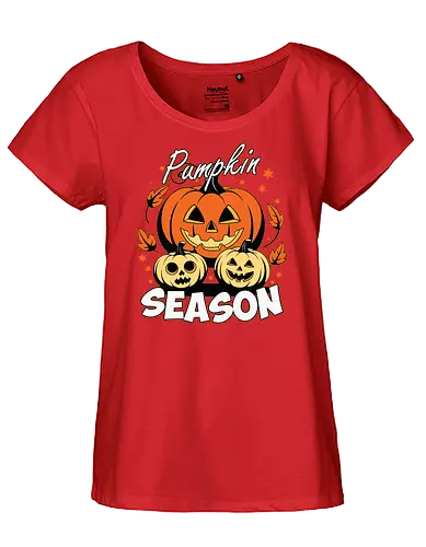 Pumpkin Season - halloween, pumpkins, autumn, jack-o'-lanterns, leaves, stars, design, festive, seasonal, decoration - Fairtrade Girl Shirt