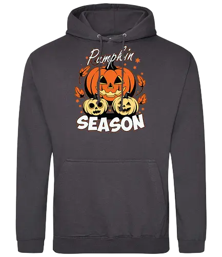 Pumpkin Season - halloween, pumpkins, autumn, jack-o'-lanterns, leaves, stars, design, festive, seasonal, decoration - Standard Hoodie