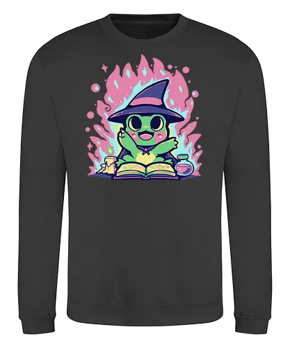 Witchy Spell Frog - frog, witch frog, Hokuspokus, Frosch, Halloween, Zauber, kawaii, niedlich, froschig, Hexenfrosch, magischer Frosch, Froschzauber, Hokus Croakus, rosa, grün, magisch, Wortspiel - Sweatshirt