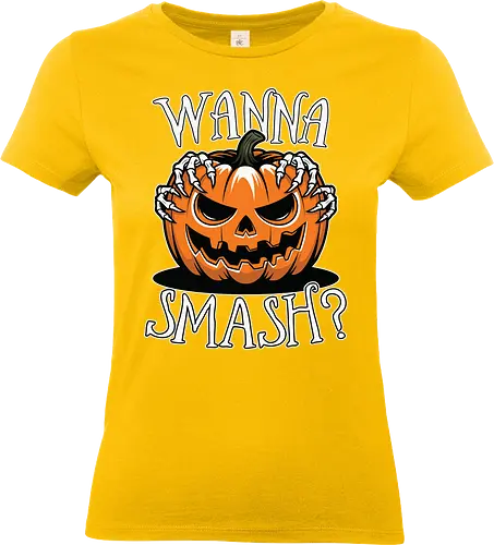 Wanna Smash? - jack-o'-lantern, pumpkin, halloween, spooky, skeletal hands, creepy - Standard T-Shirt (Frauen)