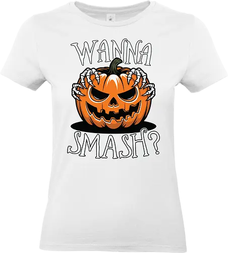 Wanna Smash? - jack-o'-lantern, pumpkin, halloween, spooky, skeletal hands, creepy - Standard T-Shirt (Frauen)