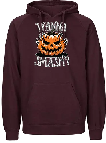 Wanna Smash? - jack-o'-lantern, pumpkin, halloween, spooky, skeletal hands, creepy - Fairtrade Hoodie