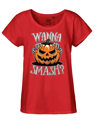 Wanna Smash? - jack-o'-lantern, pumpkin, halloween, spooky, skeletal hands, creepy - Fairtrade Girl Shirt