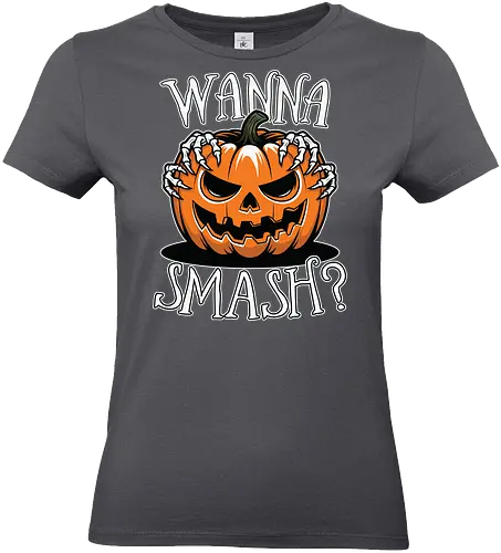 Wanna Smash? - jack-o'-lantern, pumpkin, halloween, spooky, skeletal hands, creepy - Standard T-Shirt (Frauen)