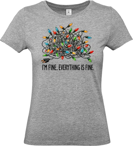 I'm fine. Everything is fine - tangled lights, holiday, humor, colorful, chaos, messy, stress, festive, christmas - Standard T-Shirt (Frauen)