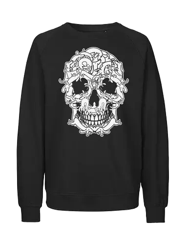 skull Dachshund dog - skull, monochrome, intricate, patterns, design, detailed, line work, background, complex, shapes, animal, Dachshund - Fairtrade Sweatshirt