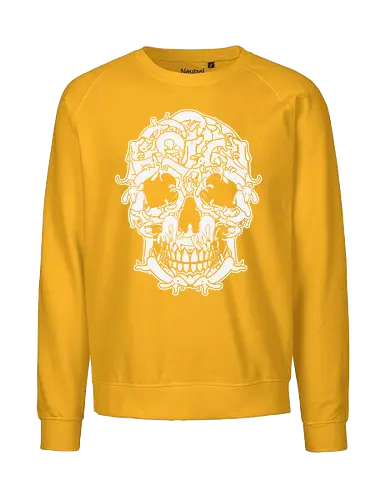 skull Dachshund dog - skull, monochrome, intricate, patterns, design, detailed, line work, background, complex, shapes, animal, Dachshund - Fairtrade Sweatshirt