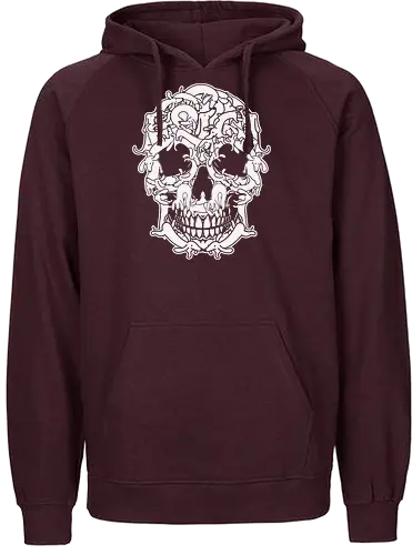 skull Dachshund dog - skull, monochrome, intricate, patterns, design, detailed, line work, background, complex, shapes, animal, Dachshund - Fairtrade Hoodie