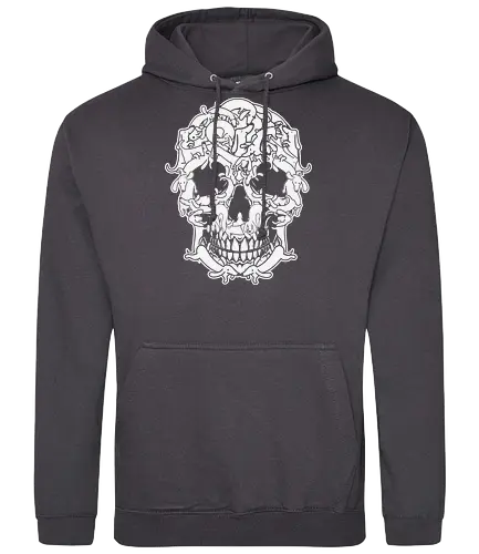 skull Dachshund dog - skull, monochrome, intricate, patterns, design, detailed, line work, background, complex, shapes, animal, Dachshund - Standard Hoodie