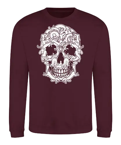 skull Dachshund dog - skull, monochrome, intricate, patterns, design, detailed, line work, background, complex, shapes, animal, Dachshund - Sweatshirt