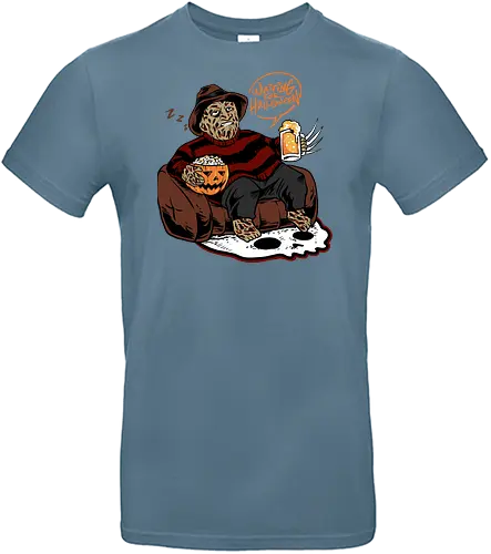 bored krueger - horror, halloween, cool, cute, fun, freddykrueger, beer, trickortreat, skull, cartoon, monster - Standard T-Shirt
