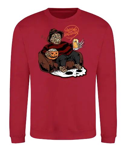 bored krueger - horror, halloween, cool, cute, fun, freddykrueger, beer, trickortreat, skull, cartoon, monster - Sweatshirt
