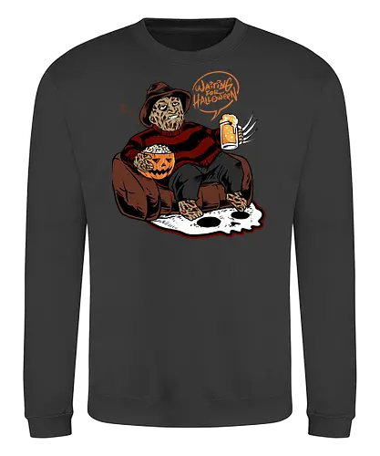 bored krueger - horror, halloween, cool, cute, fun, freddykrueger, beer, trickortreat, skull, cartoon, monster - Sweatshirt
