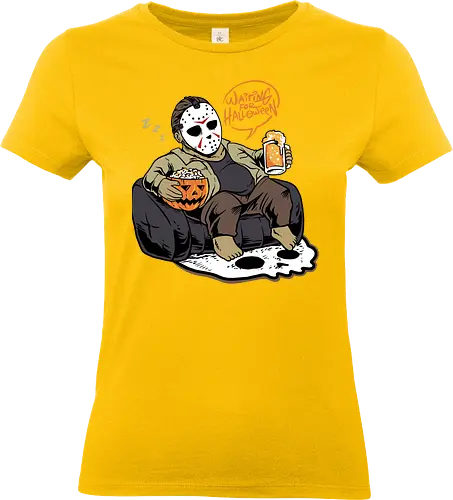 bored jason  - horror, halloween, cool, cute, fun, jasonvoorhees, mask, beer, trickortreat, drink, lazy, bored, cartoon, monster - Standard T-Shirt (Frauen)