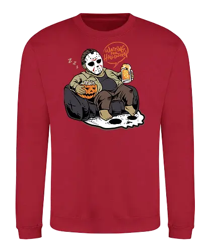 bored jason  - horror, halloween, cool, cute, fun, jasonvoorhees, mask, beer, trickortreat, drink, lazy, bored, cartoon, monster - Sweatshirt