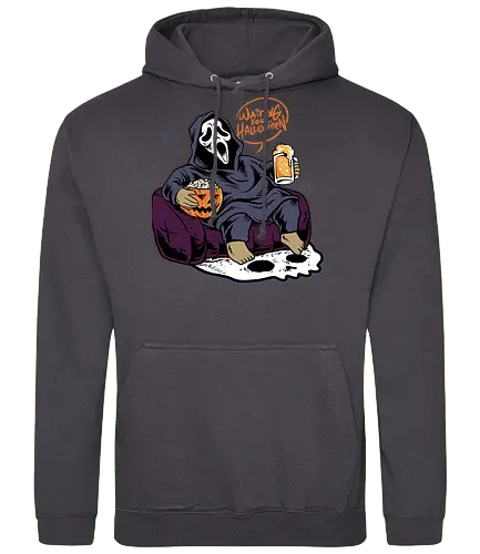 bored ghost  - horror, halloween, cool, cute, fun, ghost, ghostface, beer, drink, scream, cartoon, monster - Standard Hoodie