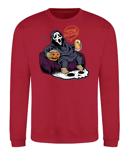 bored ghost  - horror, halloween, cool, cute, fun, ghost, ghostface, beer, drink, scream, cartoon, monster - Sweatshirt