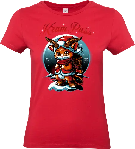 KramPuss - christmas, xmas, krampus, cat, kitty, cute, Weihnachten - Standard T-Shirt (Frauen)