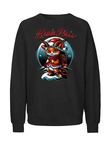 KramPuss - christmas, xmas, krampus, cat, kitty, cute, Weihnachten - Fairtrade Sweatshirt