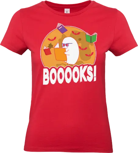 BOOOOKS - ghost, books, bats, glasses, moon, reading, halloween, cartoon, humor, spooky - Standard T-Shirt (Frauen)