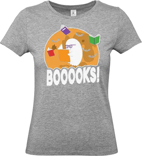 BOOOOKS - ghost, books, bats, glasses, moon, reading, halloween, cartoon, humor, spooky - Standard T-Shirt (Frauen)