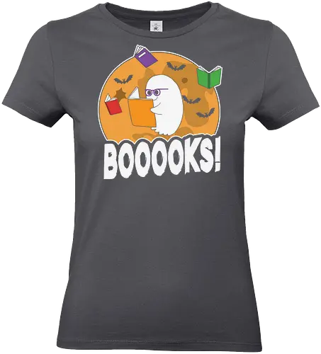 BOOOOKS - ghost, books, bats, glasses, moon, reading, halloween, cartoon, humor, spooky - Standard T-Shirt (Frauen)