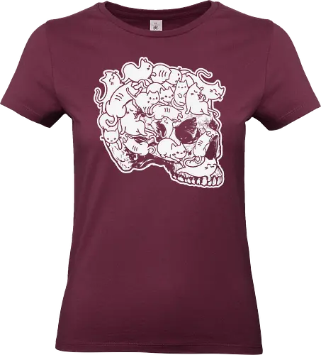 Cat skull - cats, skull, monochrome, surreal, whimsical, humor, cartoon, design, playful, illustration - Standard T-Shirt (Frauen)